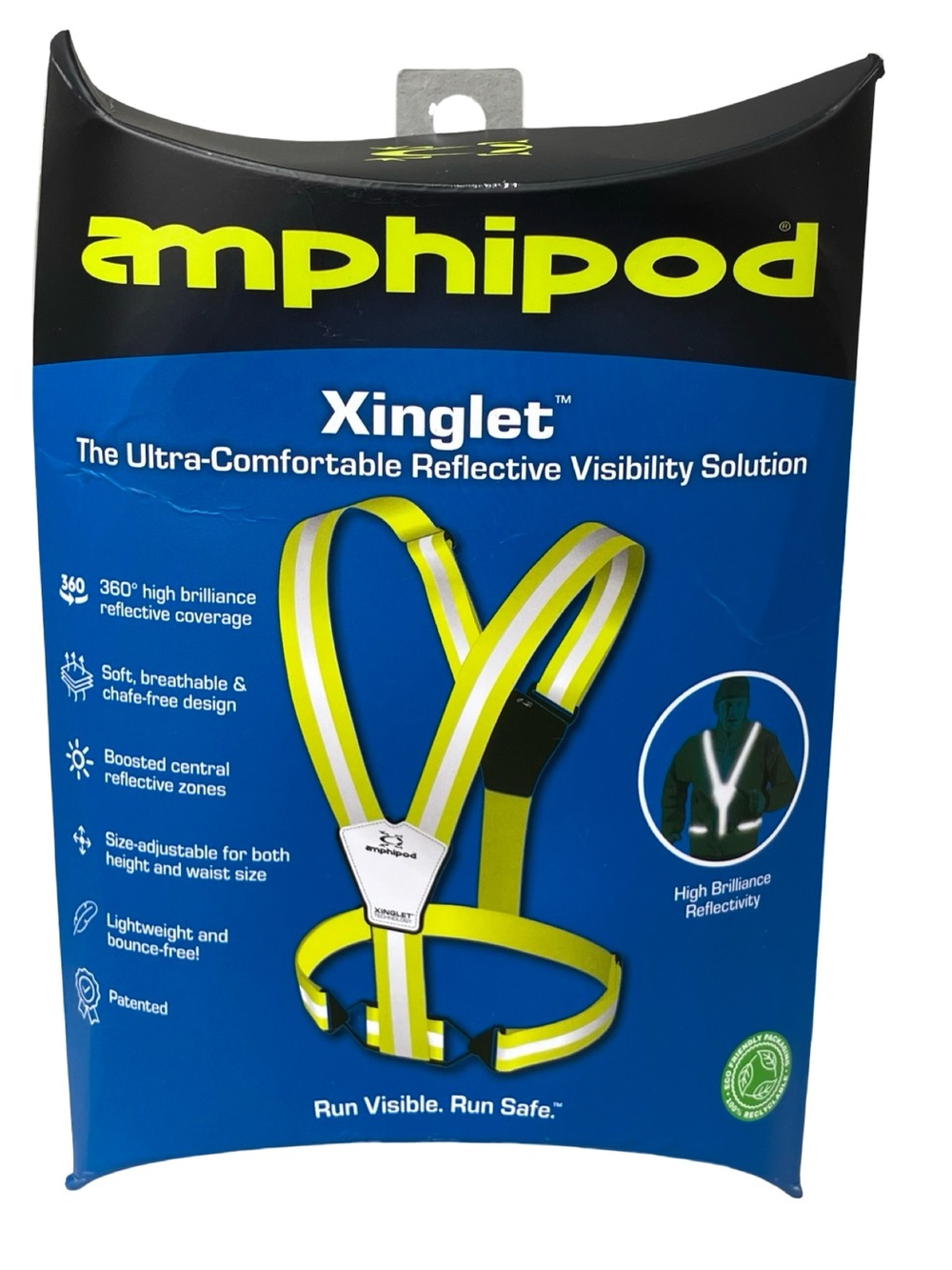 Amphipod Xinglet Vest Run Bike Walk Hi-Viz Green Reflective Silver One Size NEW